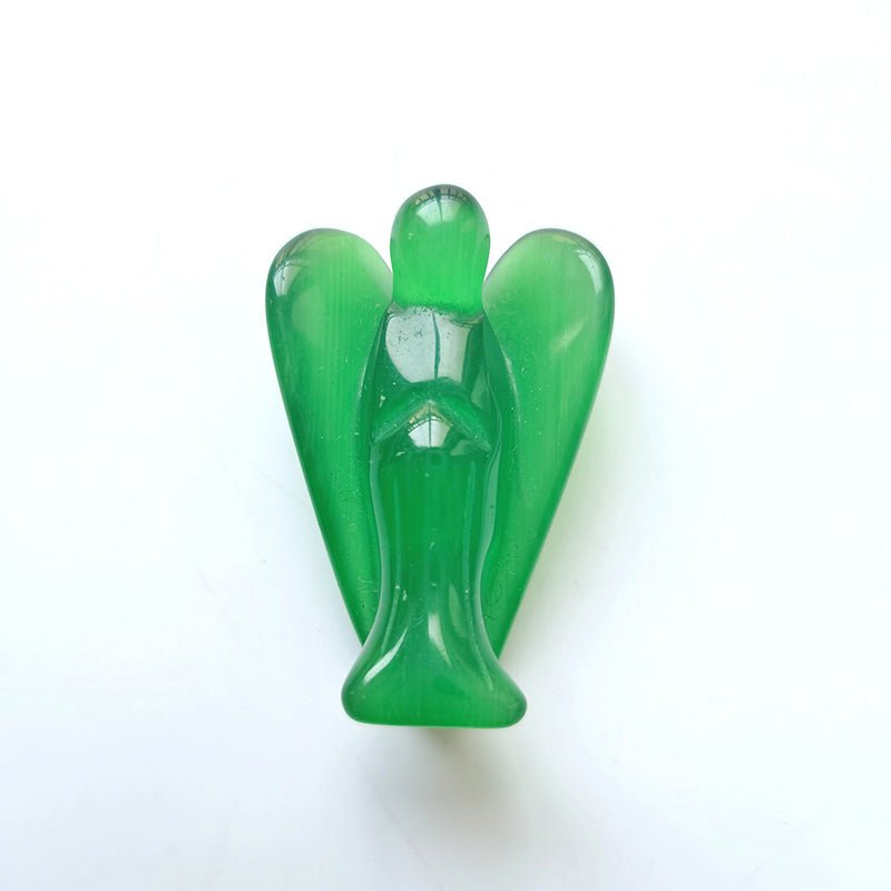 Green Cat Eye Stone Angel 2 Inch GEMROCKY-Carvings-