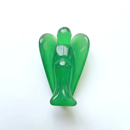 Green Cat Eye Stone Angel 2 Inch GEMROCKY-Carvings-