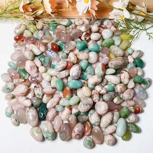 Green Flower Agate Tumble Stones GEMROCKY-Tumbles-