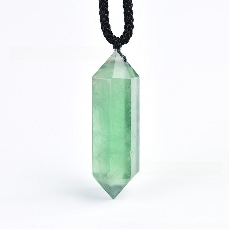 Green Fluorite Double Points Necklaces GEMROCKY-Jewelry-