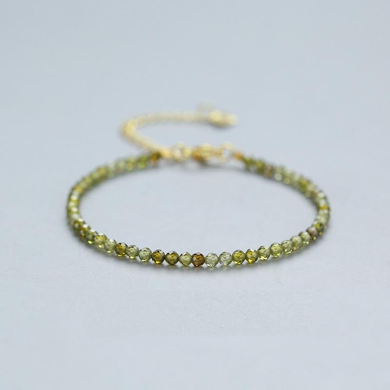 Green/White Zircon Round 3mm Facet Faceted Bracelet GEMROCKY-Jewelry-