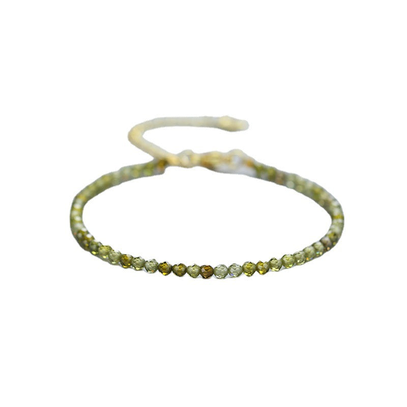 Green/White Zircon Round 3mm Facet Faceted Bracelet GEMROCKY-Jewelry-