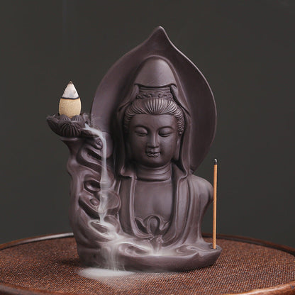 Guanyin Buddha Backflow Incense Burner Home Decor Ornaments GEMROCKY-Psychic-