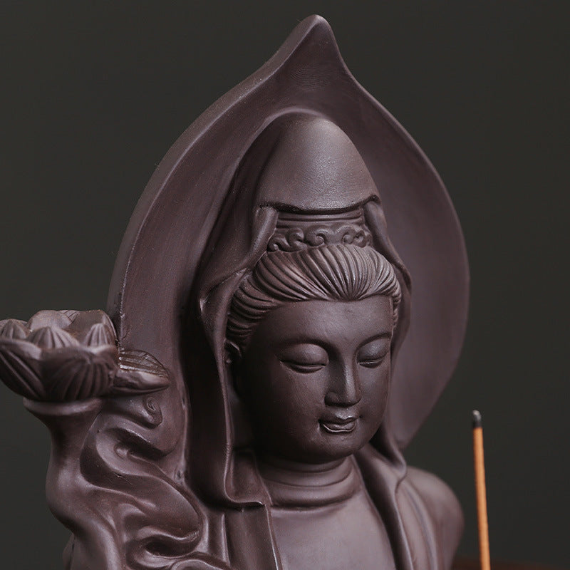 Guanyin Buddha Backflow Incense Burner Home Decor Ornaments GEMROCKY-Psychic-