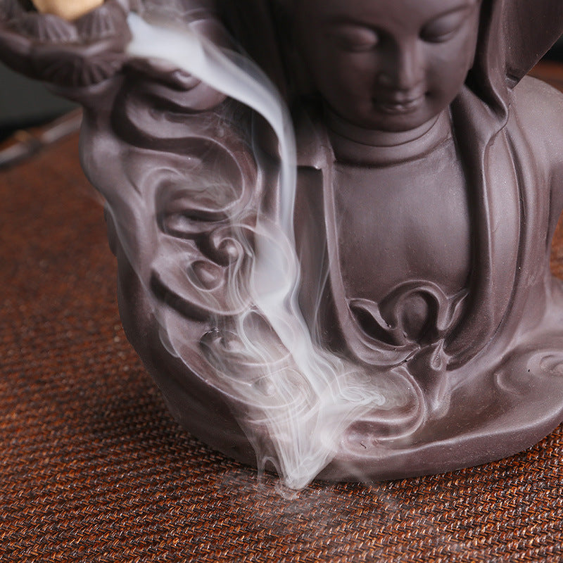 Guanyin Buddha Backflow Incense Burner Home Decor Ornaments GEMROCKY-Psychic-