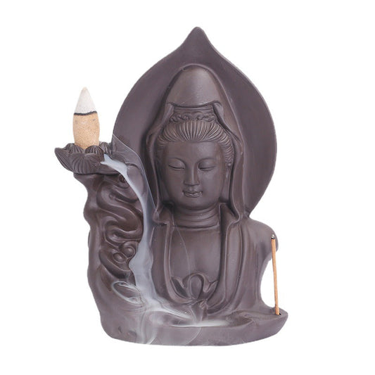 Guanyin Buddha Backflow Incense Burner Home Decor Ornaments GEMROCKY-Psychic-