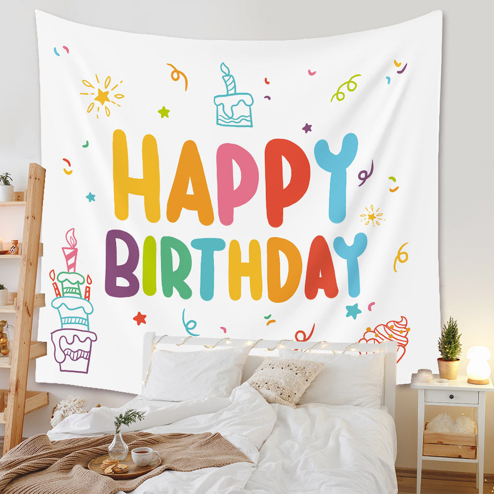 Happy Birthday Background Cloth Home Decor Tapestry GEMROCKY-Decoration-73*95cm-1-