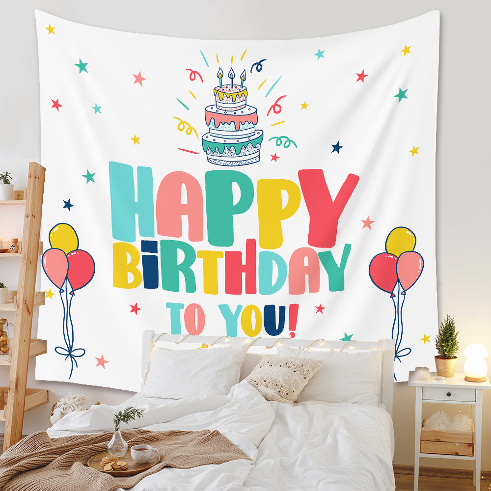 Happy Birthday Background Cloth Home Decor Tapestry GEMROCKY-Decoration-73*95cm-3-