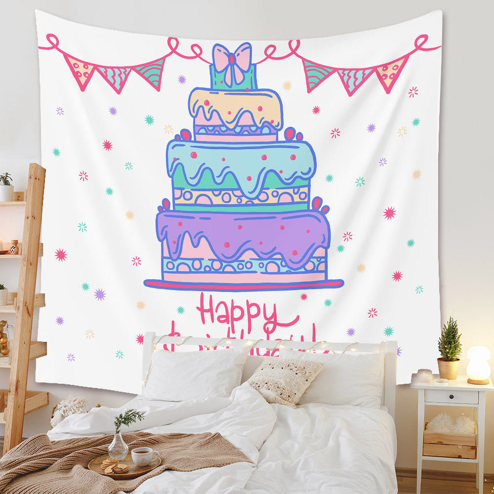 Happy Birthday Background Cloth Home Decor Tapestry GEMROCKY-Decoration-73*95cm-4-