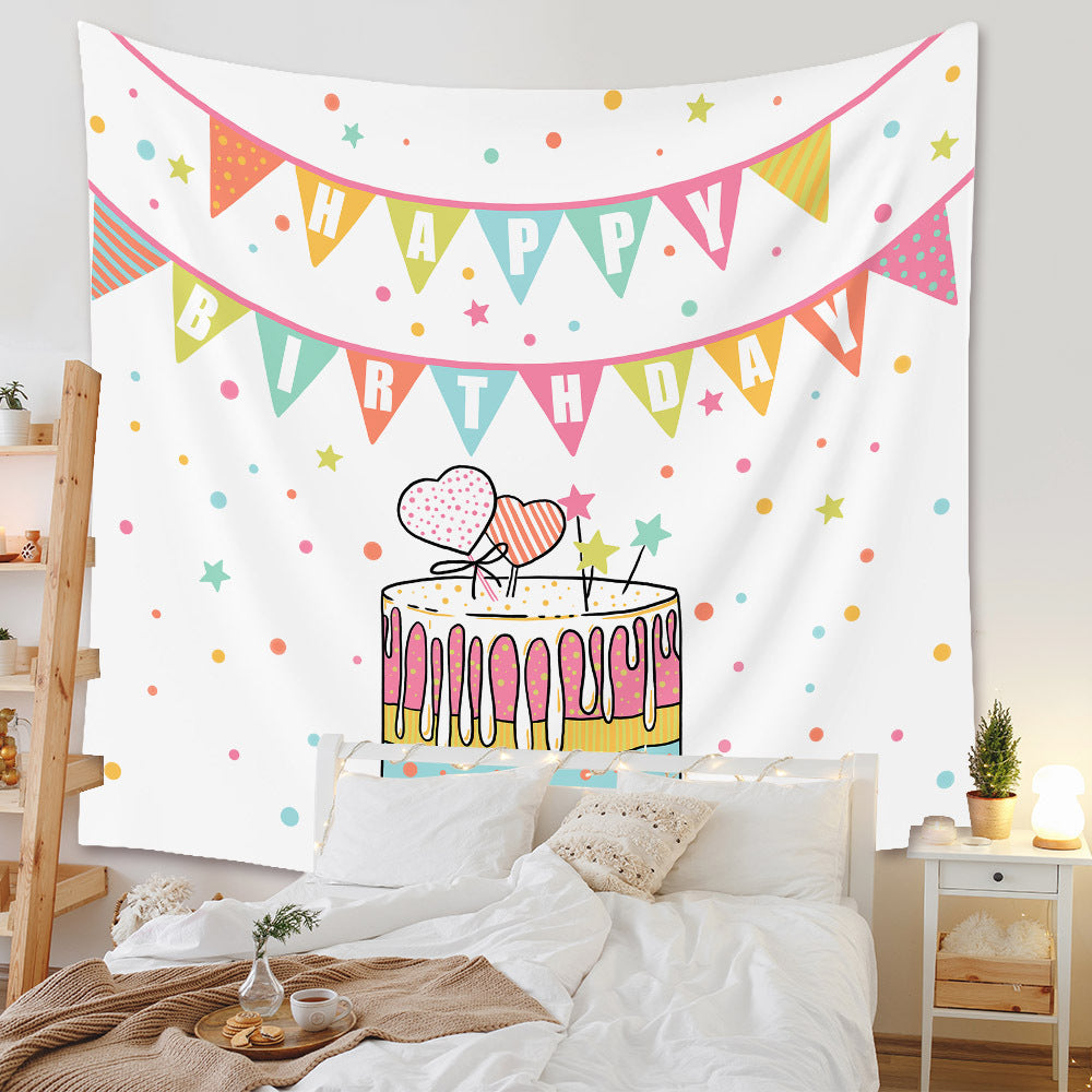 Happy Birthday Background Cloth Home Decor Tapestry GEMROCKY-Decoration-73*95cm-5-