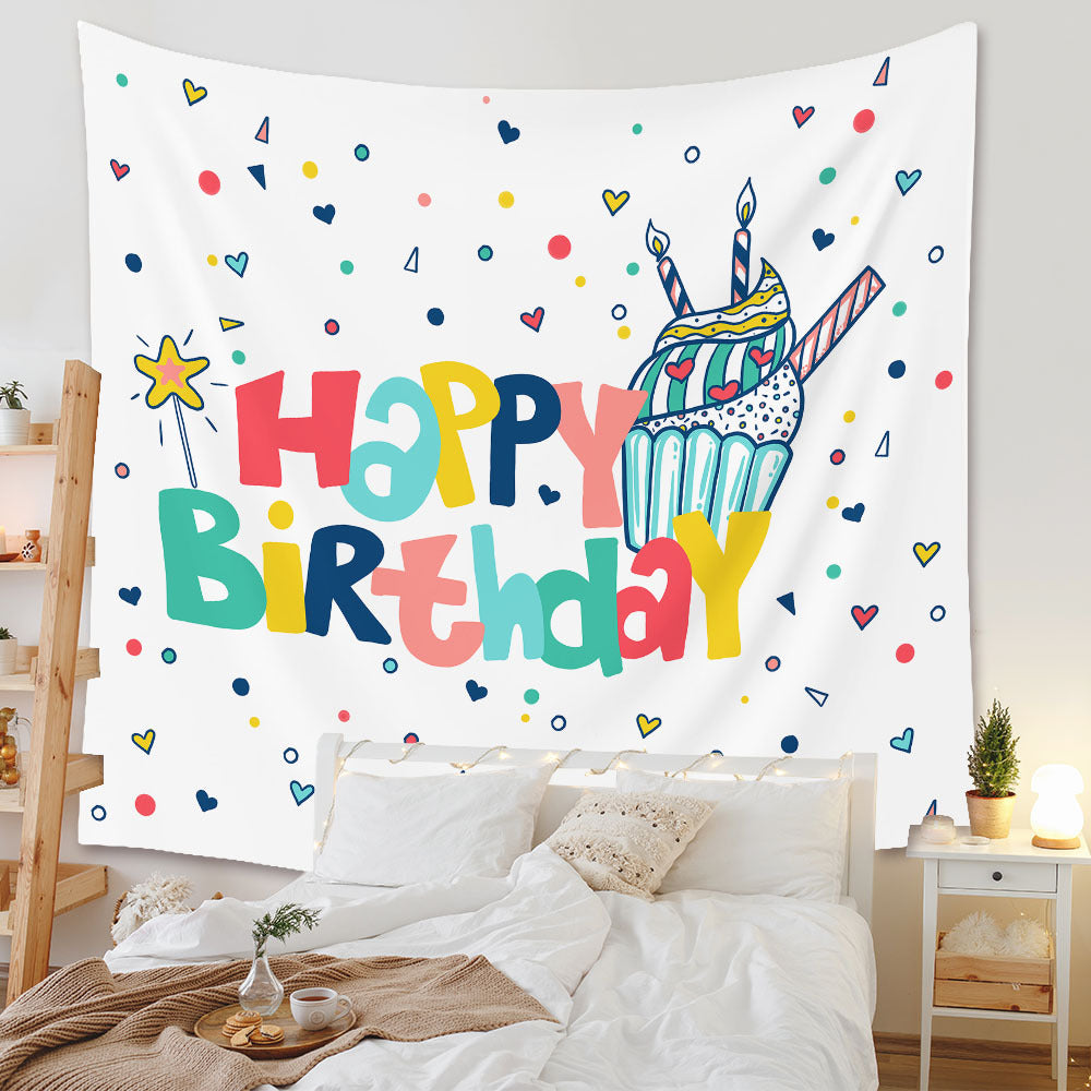 Happy Birthday Background Cloth Home Decor Tapestry GEMROCKY-Decoration-73*95cm-6-