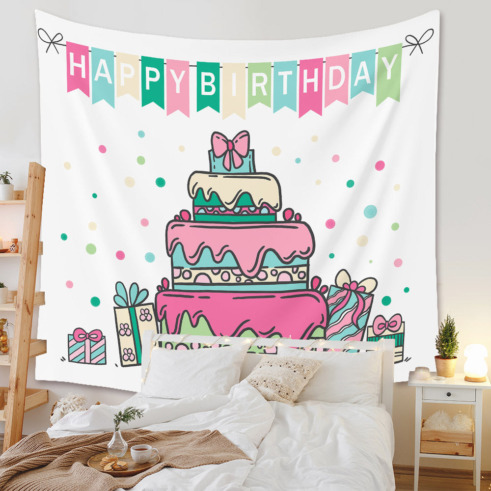 Happy Birthday Background Cloth Home Decor Tapestry GEMROCKY-Decoration-73*95cm-7-