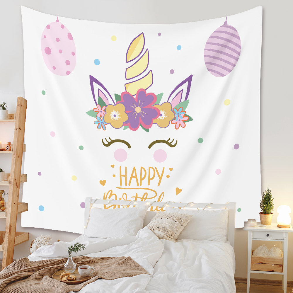 Happy Birthday Background Cloth Home Decor Tapestry GEMROCKY-Decoration-73*95cm-9-