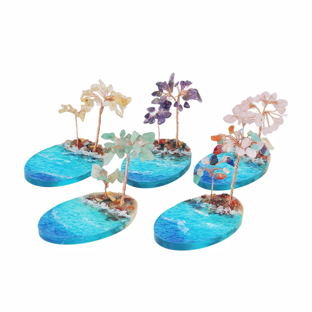 Hawaii Beach Crystal Chips Agate Slice Gem Trees GEMROCKY-Decoration-