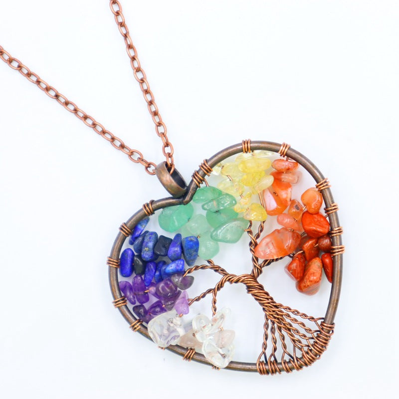 Heart Crystal Life Tree Pendant Necklaces GEMROCKY-Jewelry-Chakra Heart-
