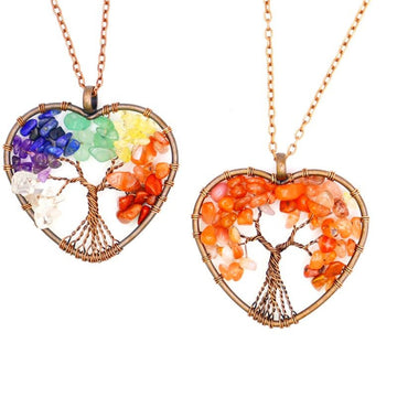 Heart Crystal Life Tree Pendant Necklaces GEMROCKY-Jewelry-