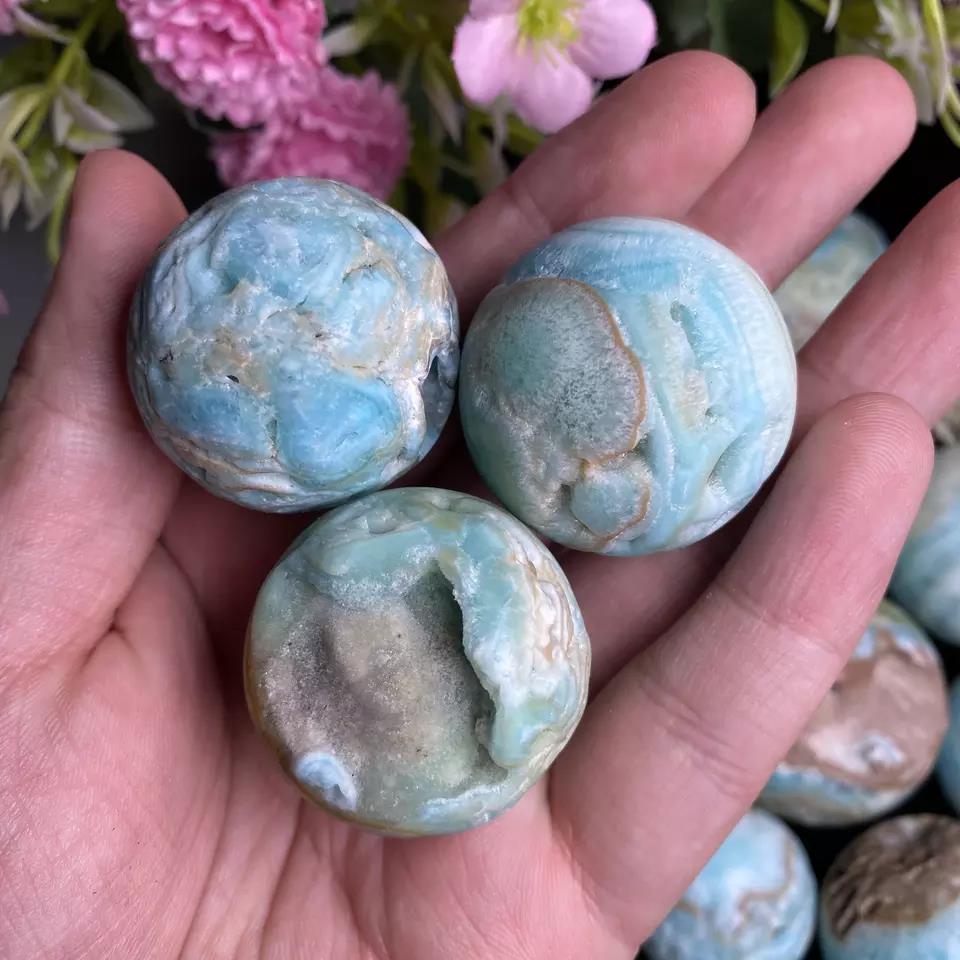 Hemimorphite Geode Spheres GEMROCKY-Spheres-