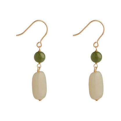 Hetian Jade Ethnic Style Eardrop Earrings GEMROCKY-Jewelry-