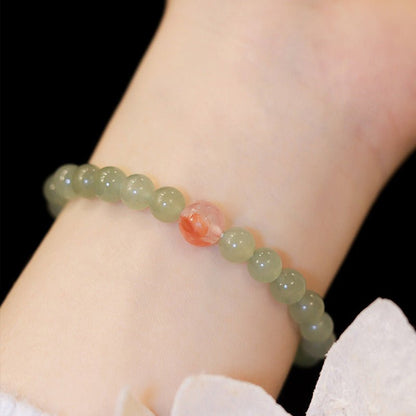 Hetian Jade South Red Agate 6mm Bead Bracelets GEMROCKY-Bracelets-