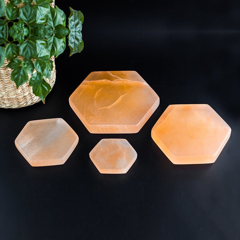 Hexagonal Selenite Orange White Plasterboard Ornaments GEMROCKY-Decoration-