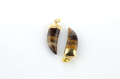 Horn Shape Crystal Pendants for Necklace GEMROCKY-Jewelry-Tiger Eye-