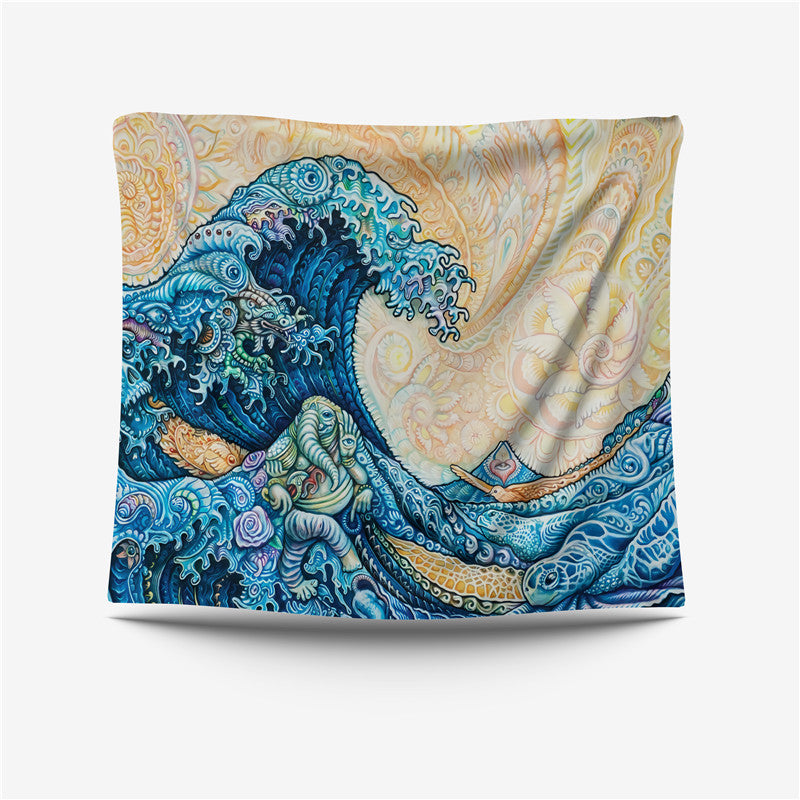 Japanese Ukiyo-e Background Cloth Kanagawa Surfing Tapestry GEMROCKY-Decoration-73*95cm-3-