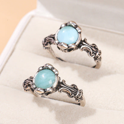 Larimar Crystal Vintage Rings GEMROCKY-Jewelry-