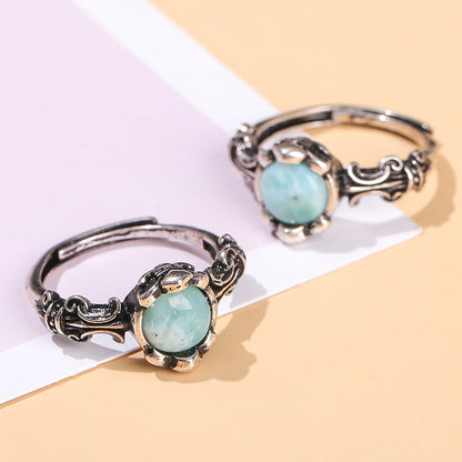 Larimar Crystal Vintage Rings GEMROCKY-Jewelry-