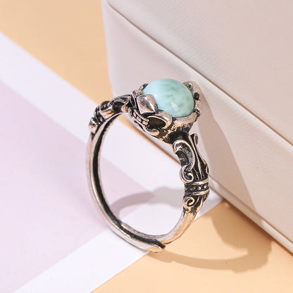 Larimar Crystal Vintage Rings GEMROCKY-Jewelry-