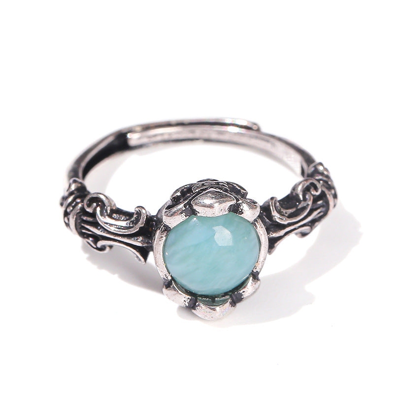 Larimar Crystal Vintage Rings GEMROCKY-Jewelry-