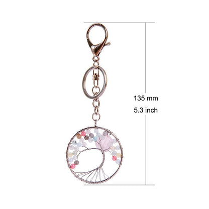 Life Tree Crystal Chip Chakra Key Chain Ornaments GEMROCKY-Decoration-