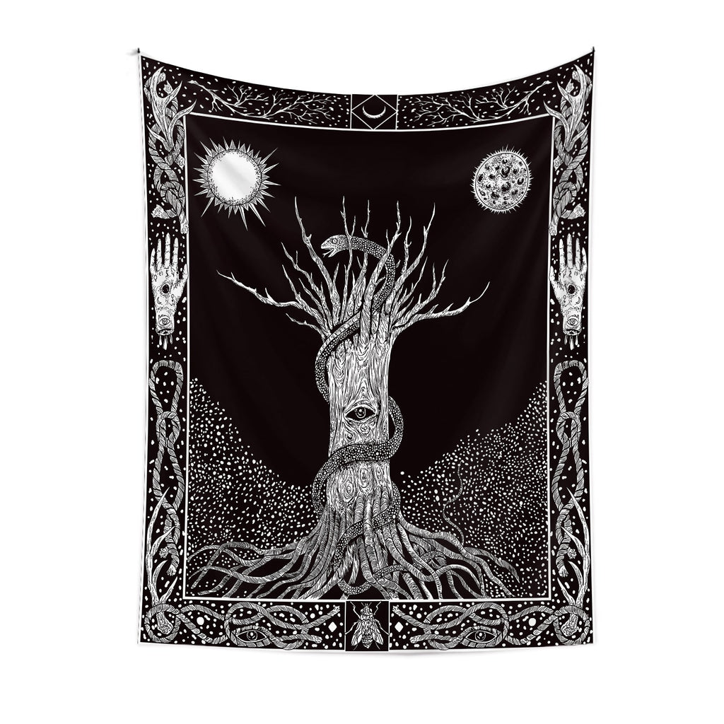 Life Tree Moon Sun Background Cloth Decor Tapestry GEMROCKY-Decoration-