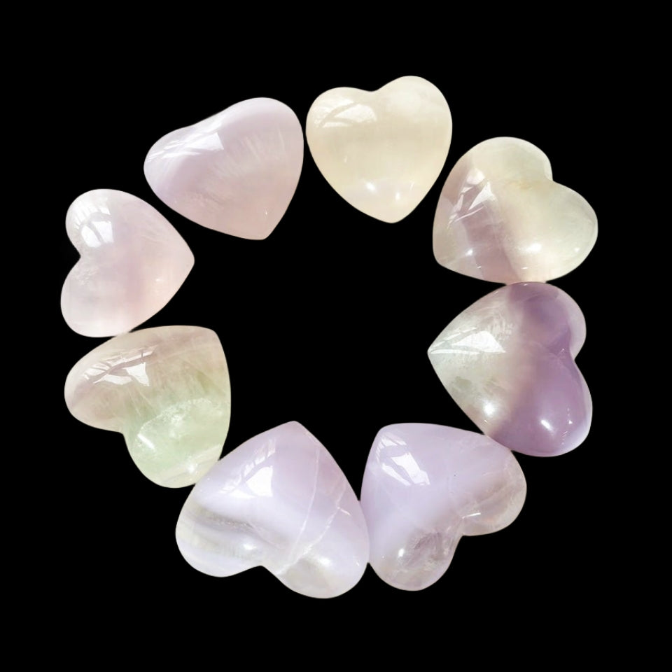 Light Purple Fluorite Hearts GEMROCKY-Carvings-