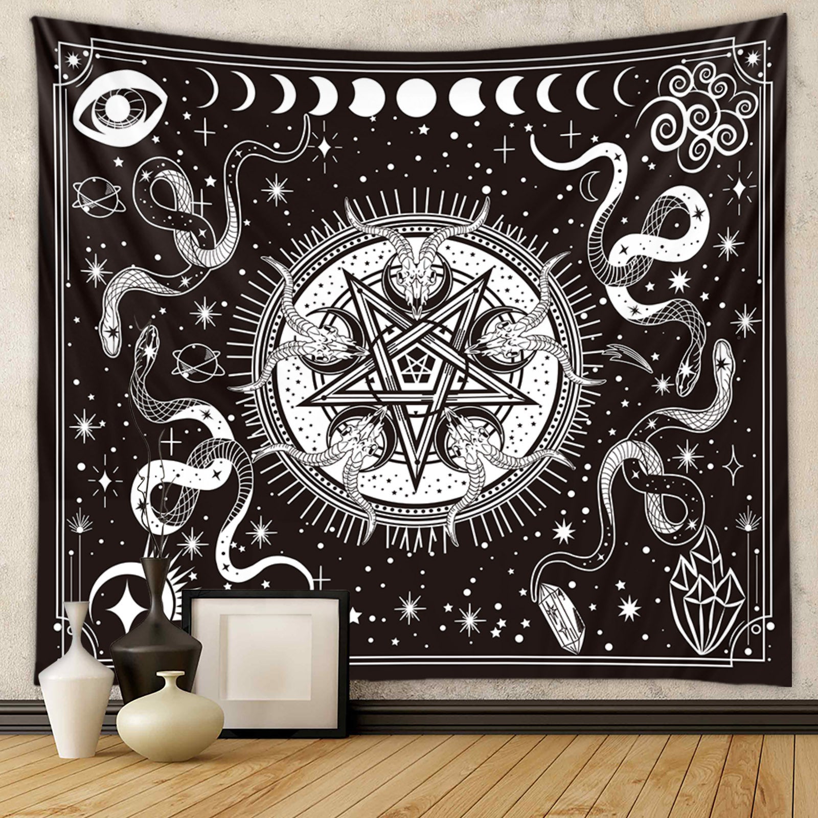 Line Drawing Background Cloth Bohemian Style Decor Tapestry GEMROCKY-Decoration-73*95cm-6-