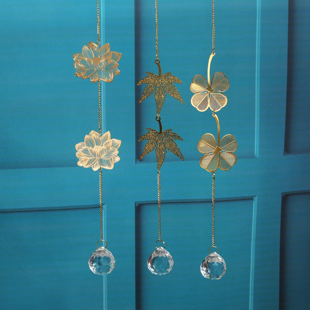 Lotus Maple Clover Slice Pendant Suncatcher Ornaments GEMROCKY-Decoration-