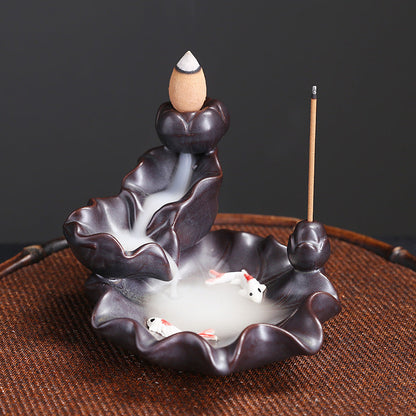 Lotus Pavilions Backflow Incense Burner Home Decor Ornaments GEMROCKY-Psychic-Black-