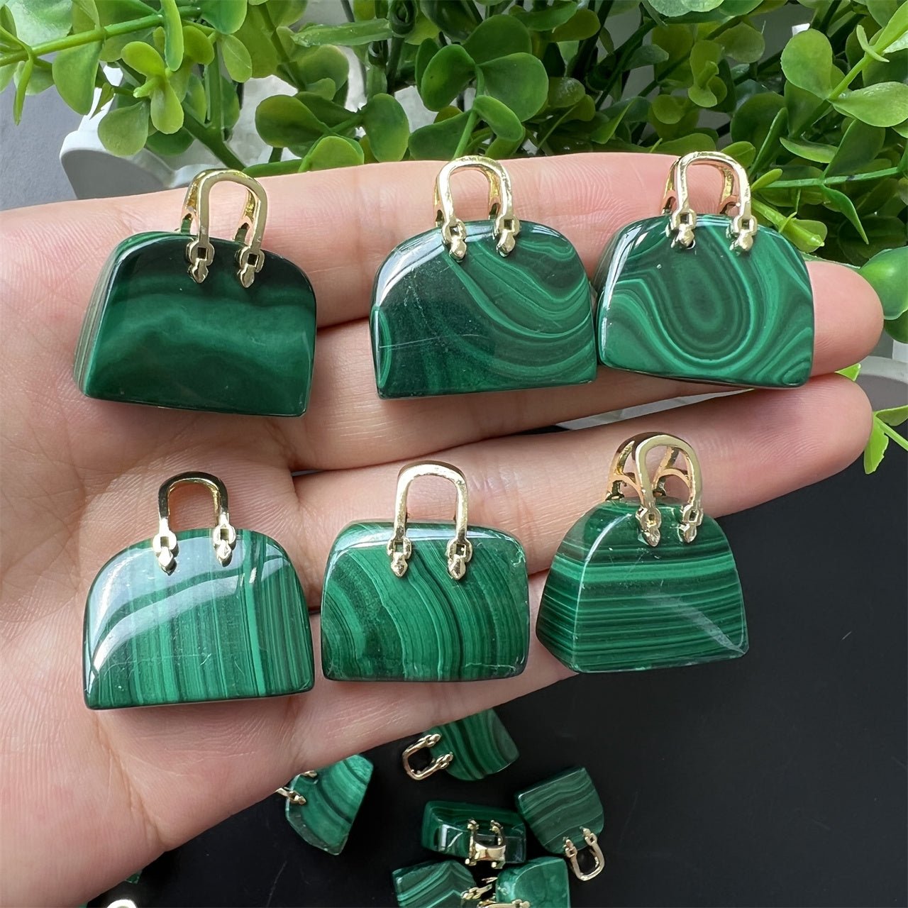 Malachite Mini Bag Carvings GEMROCKY-Carvings-