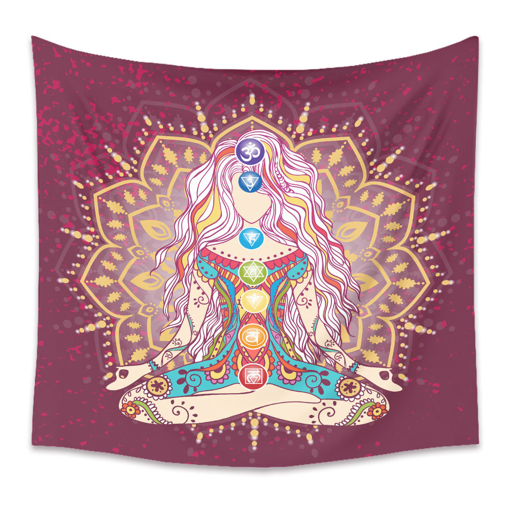 Mandala Sanskrit Chakra Background Cloth Decor Tapestry GEMROCKY-Decoration-73*95cm-2-