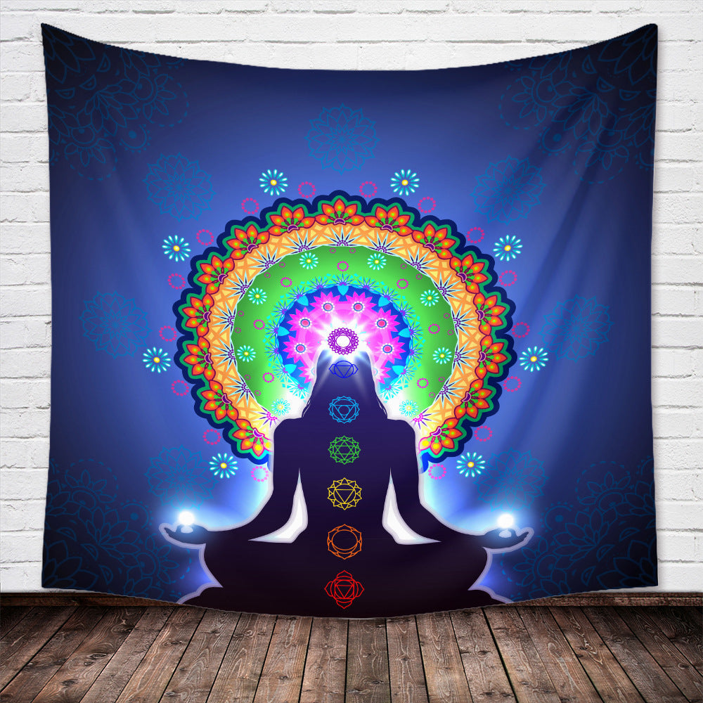 Mandala Sanskrit Chakra Background Cloth Decor Tapestry GEMROCKY-Decoration-