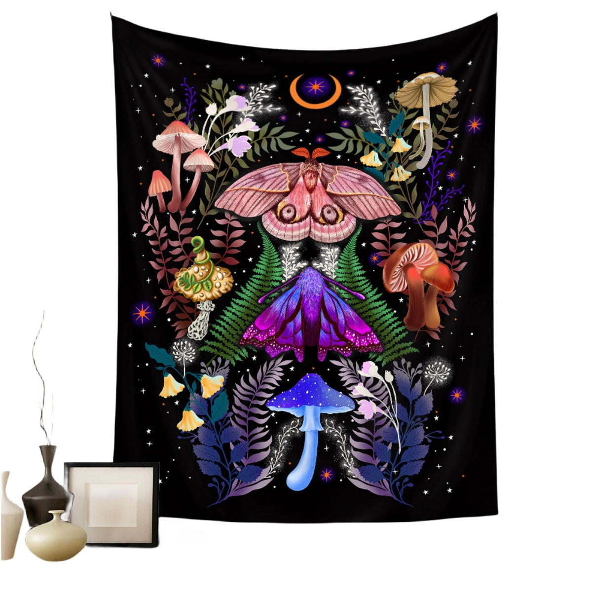 Metaphysics Background Cloth Bohemian Style Tarot Tapestry GEMROCKY-Decoration-73*95cm (brushed hair)-RAINBOW BUTTERFLY MUSHROOM-