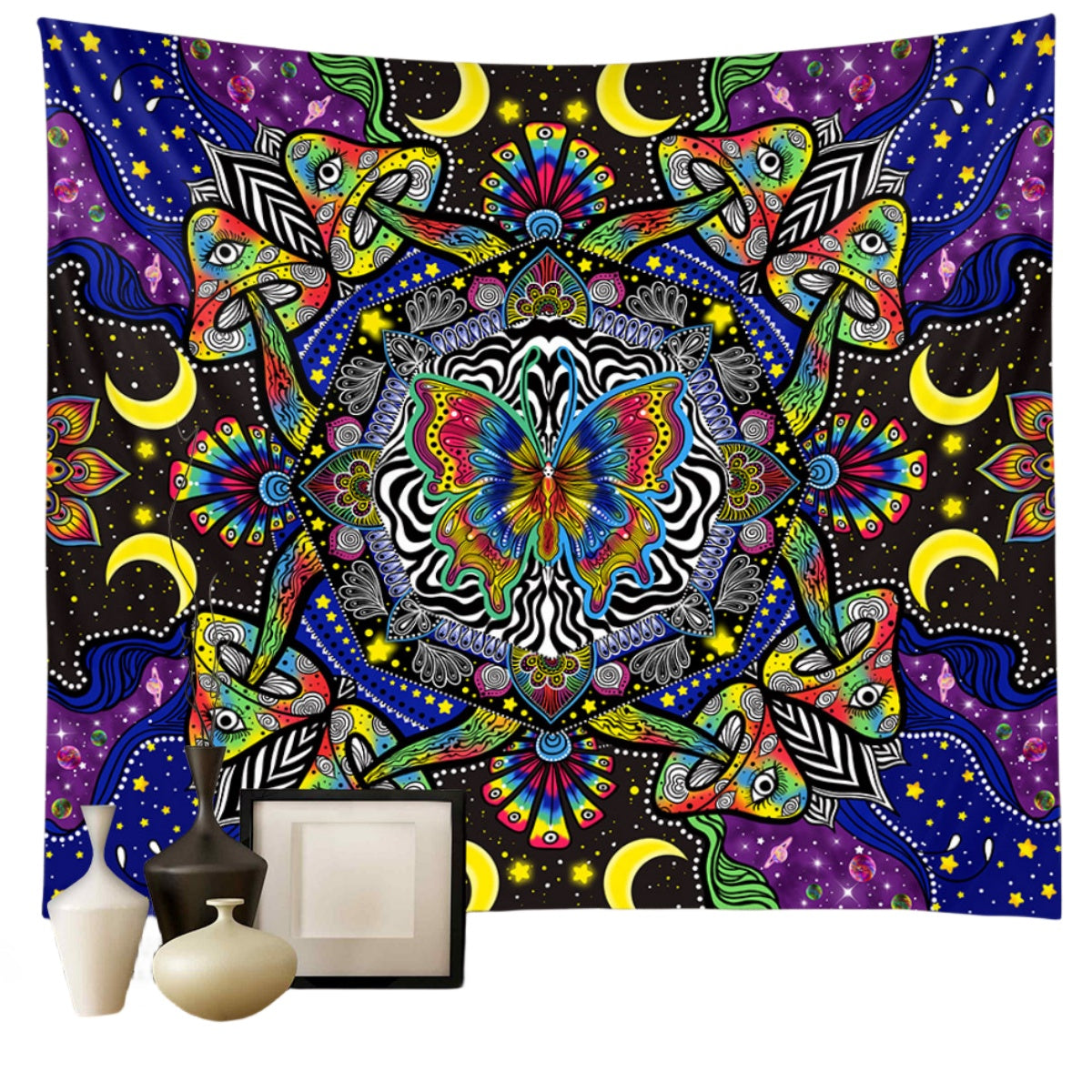 Metaphysics Background Cloth Bohemian Style Tarot Tapestry GEMROCKY-Decoration-73*95cm (brushed hair)-RAINBOW BUTTERFLY SPACE-