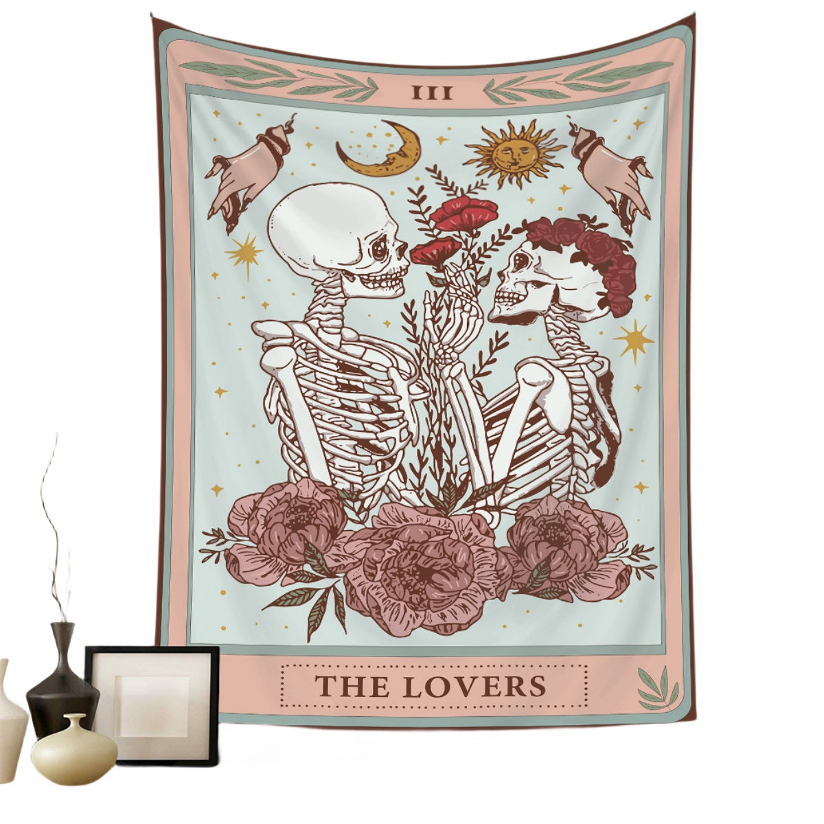 Metaphysics Background Cloth Bohemian Style Tarot Tapestry GEMROCKY-Decoration-73*95cm (brushed hair)-THE LOVERS-