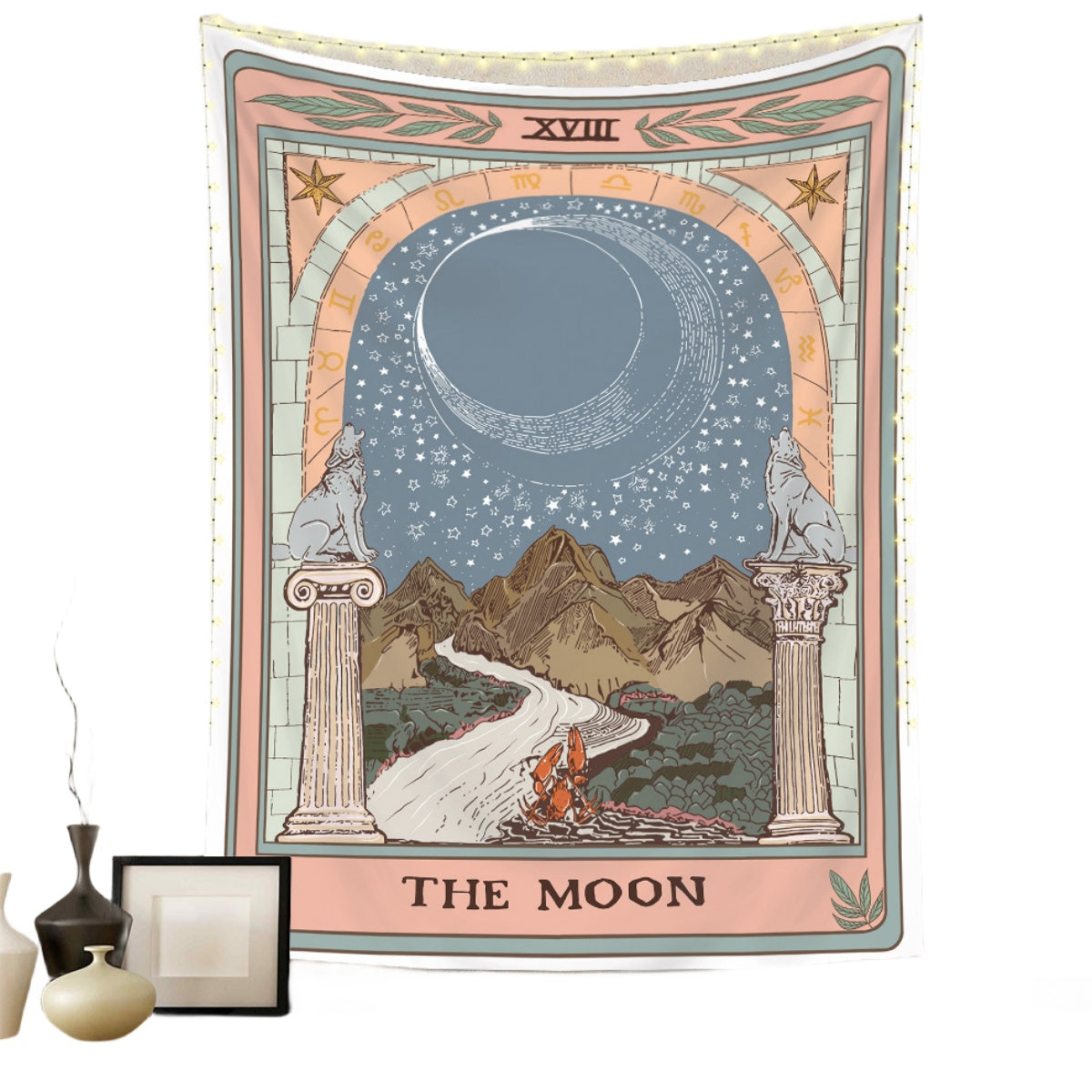 Metaphysics Background Cloth Bohemian Style Tarot Tapestry GEMROCKY-Decoration-73*95cm (brushed hair)-THE MOON-