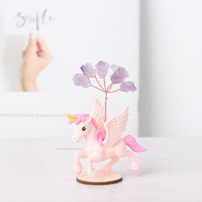 Micro Scene Amethyst Tumble Animals Gem Trees GEMROCKY-Decoration-Pink Unicorn-