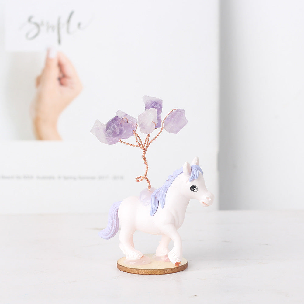 Micro Scene Amethyst Tumble Animals Gem Trees GEMROCKY-Decoration-Purple Unicorn-