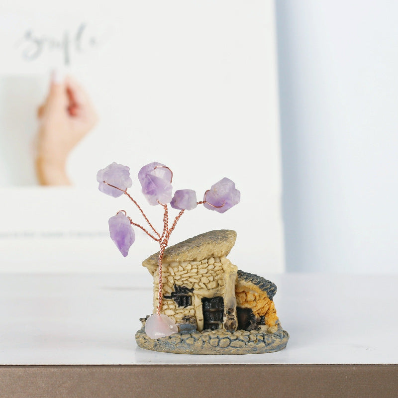 Micro Scene Amethyst Tumble Small Villa House Gem Trees GEMROCKY-Decoration-5-