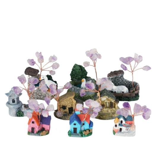 Micro Scene Amethyst Tumble Small Villa House Gem Trees GEMROCKY-Decoration-