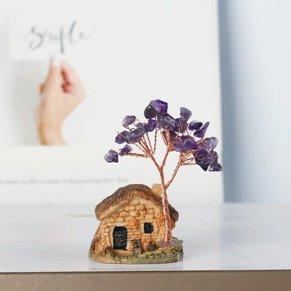 Micro Scene Crystal Tumble Mini Village House Gem Trees GEMROCKY-Decoration-Amethyst-