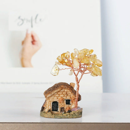 Micro Scene Crystal Tumble Mini Village House Gem Trees GEMROCKY-Decoration-Citrine-