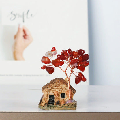 Micro Scene Crystal Tumble Mini Village House Gem Trees GEMROCKY-Decoration-Red Agate-